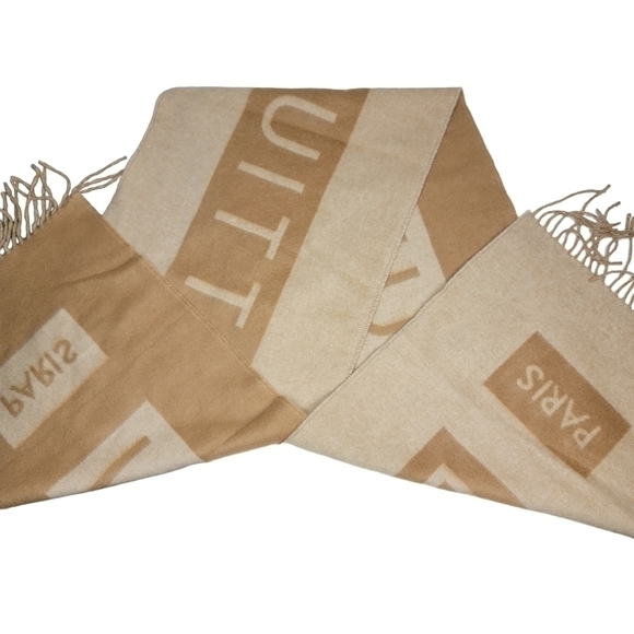 Louis Vuitton Accessories - Louis Vuitton Beige & Tan Monogram Logo Scarf Wrap